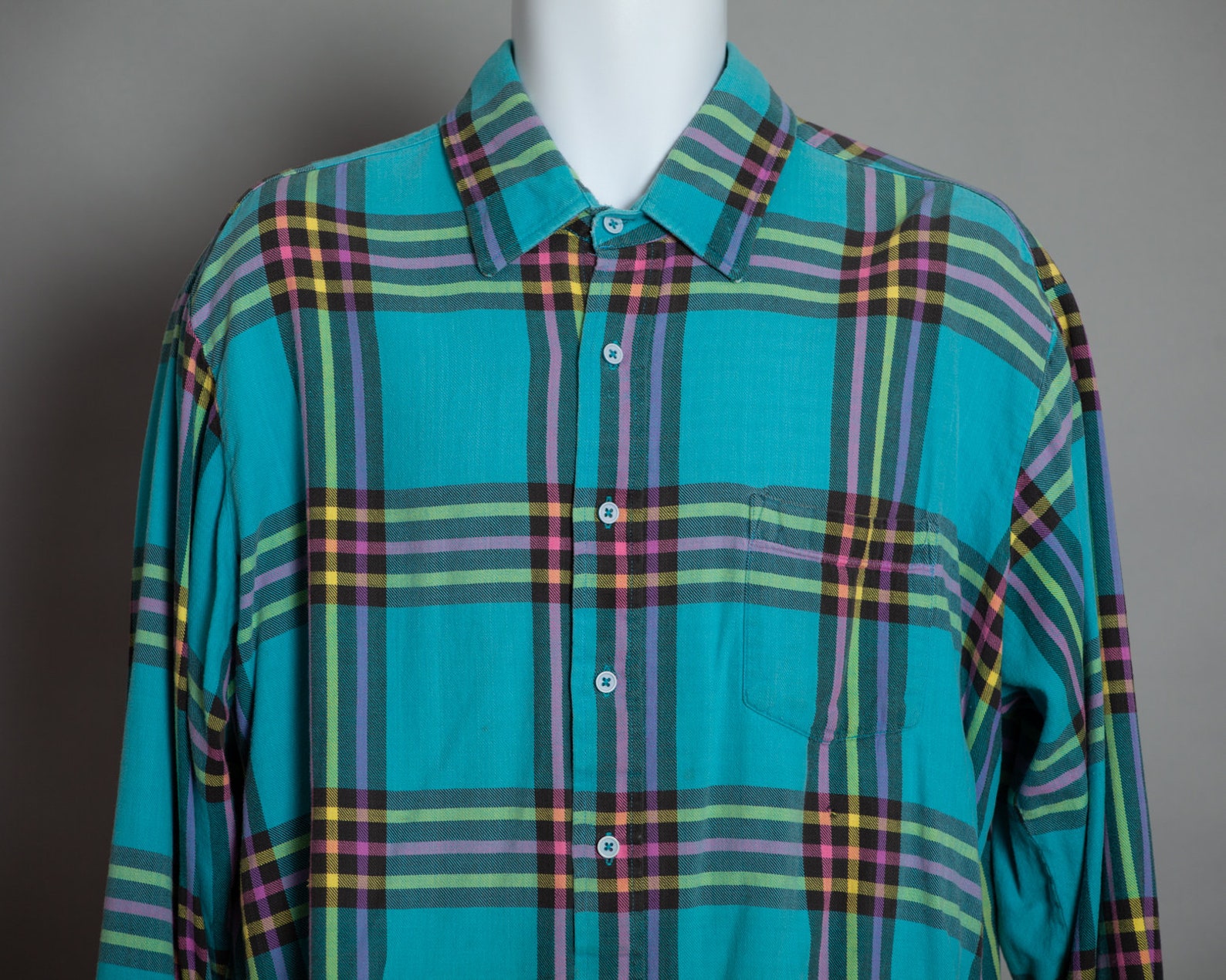 80s 90s Men's Colorful Plaid Shirt With Wear - Etsy