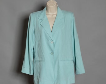 80s 90s Women's Light Blue Blazer - SAG HARBOR PETITE - 4P