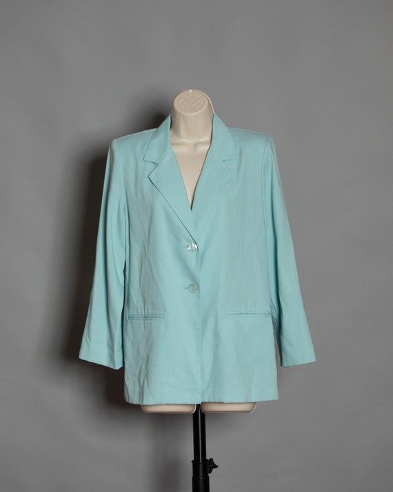 80s 90s Women's Light Blue Blazer - SAG HARBOR PET