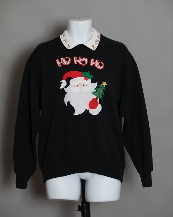 80s 90s Christmas Santa Sweatshirt HO HO HO