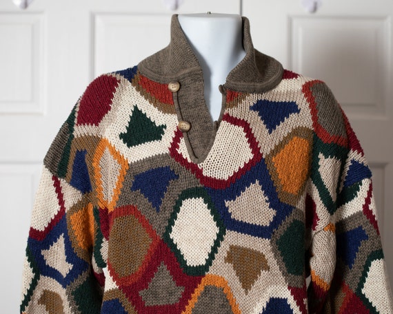 Vintage 90s Colorful men's Sweater - image 3