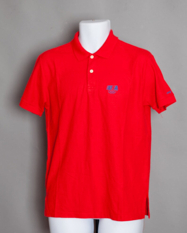 Vintage 80s 90s USA Olympics red Polo Shirt image 6