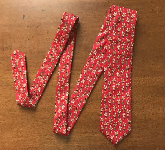 90s Mens Christmas Reindeer Necktie - image 2