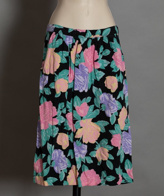 80s 90s Colorful Women's Floral Skirt - Danielle B
