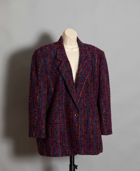 80s 90s Women's Colorful Blazer Jacket - CASABLANC