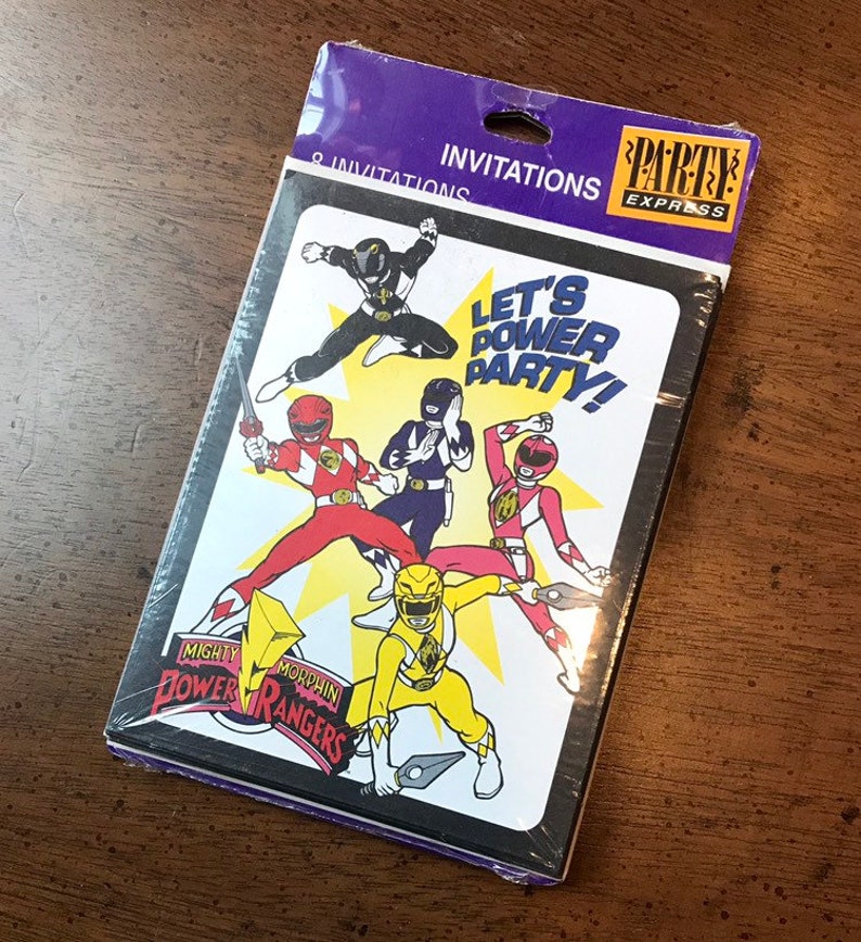 8 invites Vintage 90s Power Rangers Party Invitations