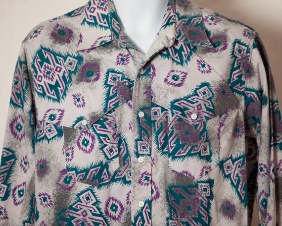 Awesome Vintage 80s 90s Men's Button Down Western… - image 3