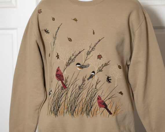 90s Songbird Sweatshirt - cardinals and chickadee… - image 4