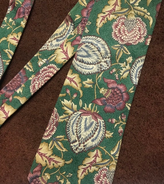 80s 90s Mens Floral Necktie - Royal Knight - image 5