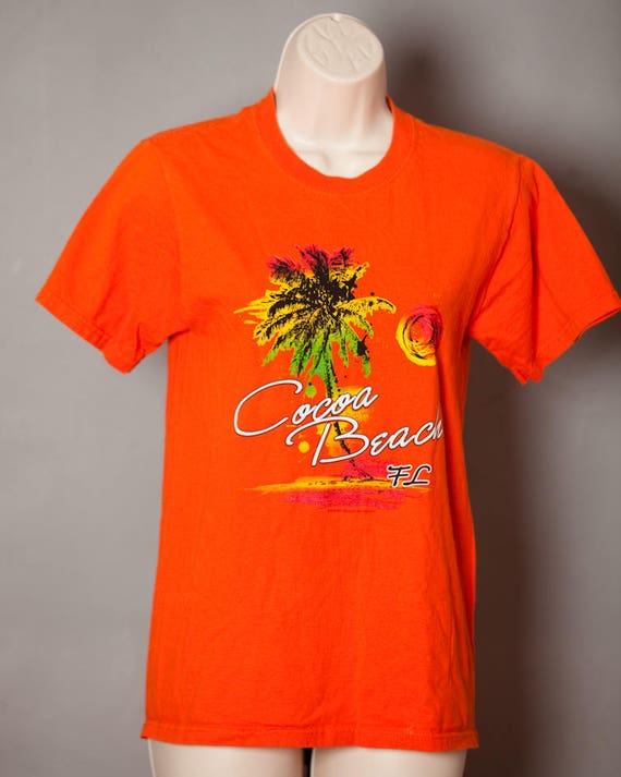 Vintage 80s 90s Cocoa Beach FL orange Tshirt - S - image 3