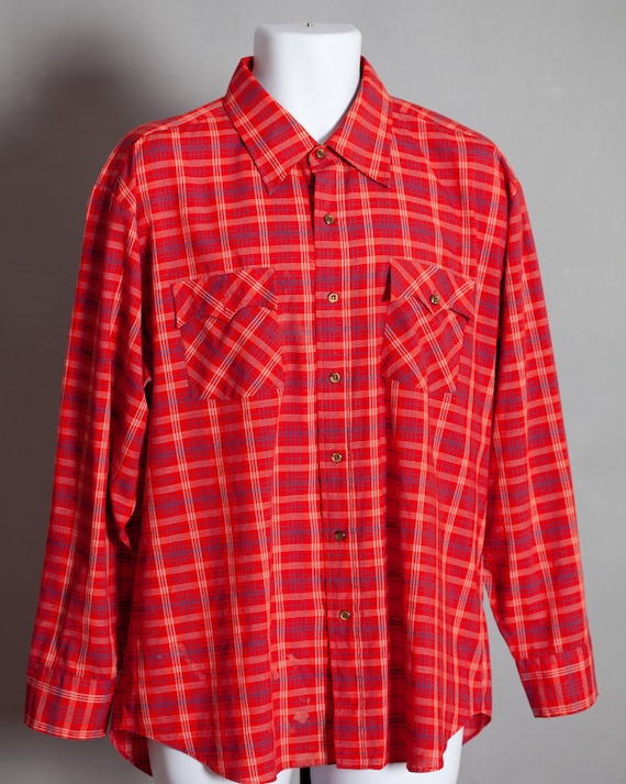 70s 80s Button Down Long Sleeve Men's Shirt - KIN… - image 1