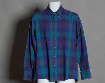 80s 90s Men's Colorful Plaid Button Shirt - WARREN SCOTT