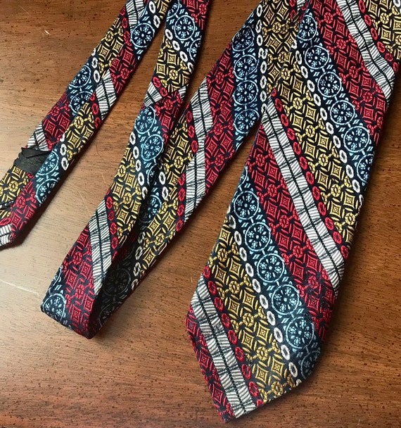 Vintage 70s 80s retro colorful mens necktie - image 1