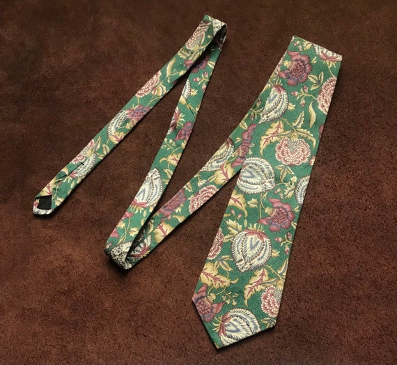 80s 90s Mens Floral Necktie - Royal Knight - image 2