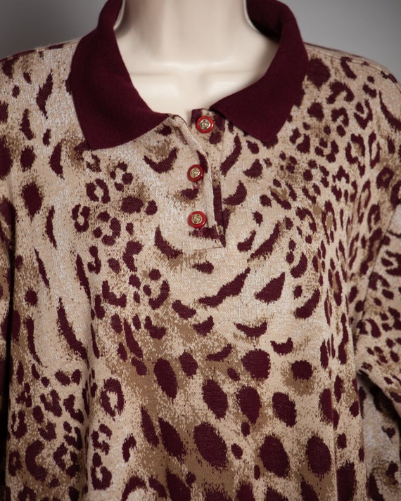 60s 70s Women's Leopard Animal Print Long Sleeve … - image 4