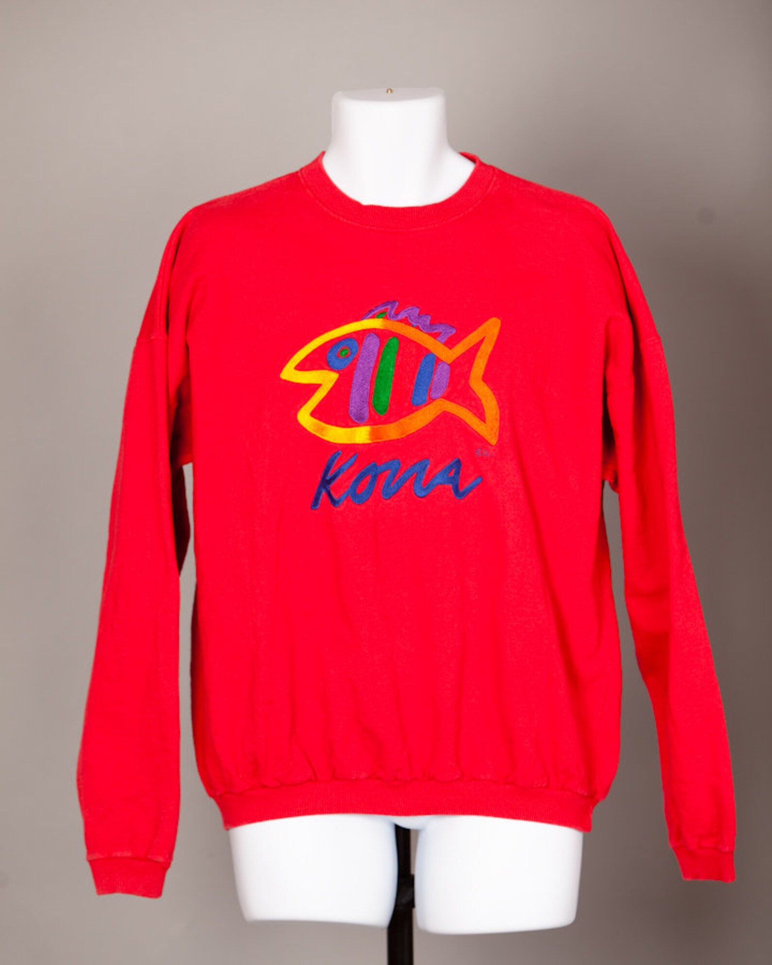 90s Sweatshirt Red Colorful Fish KONA | Etsy