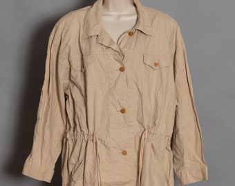 90s Khaki Women's Button Front Jacket Top - DOCKERS