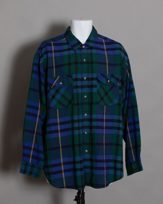 80s 90 Men's Button Down Shirt - blue green