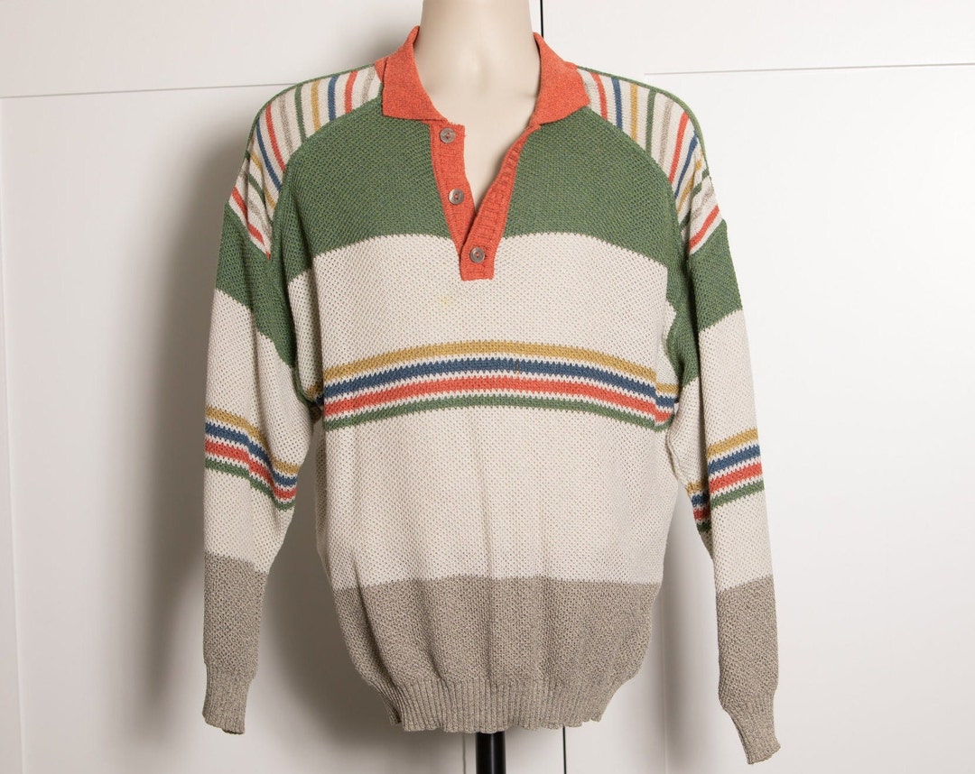 Vintage Long Sleeve Knit Polo Shirt Raffi Linea Uomo - Etsy