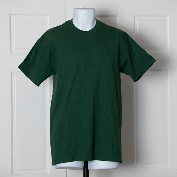 90s Solid Dark Green Cotton T-shirt - M