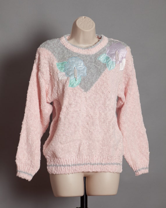 80s 90s Women's Sweater textured and beads - Colte