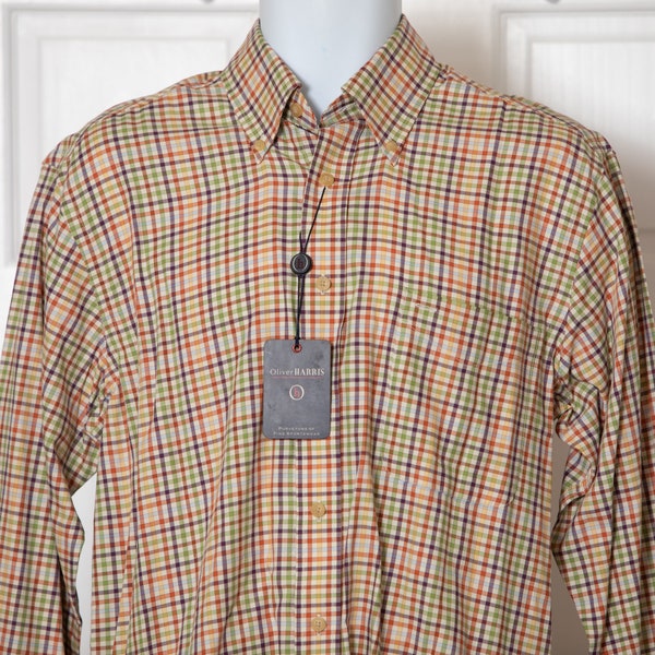Vintage-New 90s 00s Men's Colorful Long Sleeve Button Shirt - Oliver Harris - S