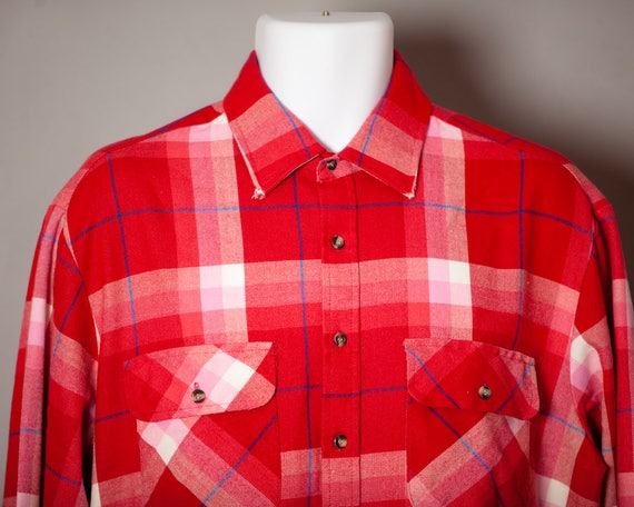 Vintage 70s 80s Men's Button Down Shirt - red - S… - image 5