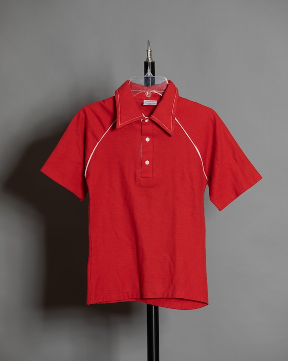 60s 70s Red Youth Polo Shirt Jcpenney 