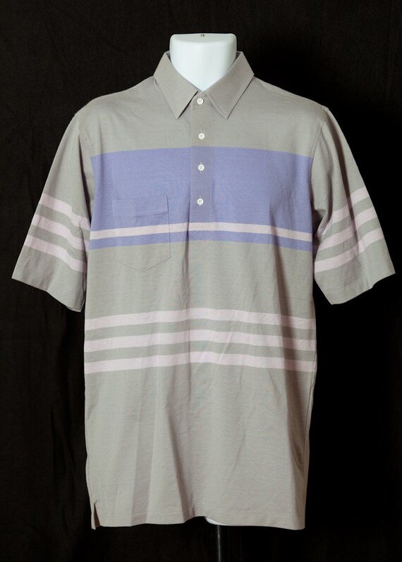 Vintage 80s 90s Spring Summer Men's Polo Shirt gray | Etsy