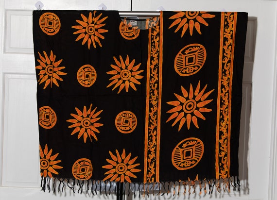 90s 00s Women's orange and black big flow-y cafta… - image 4