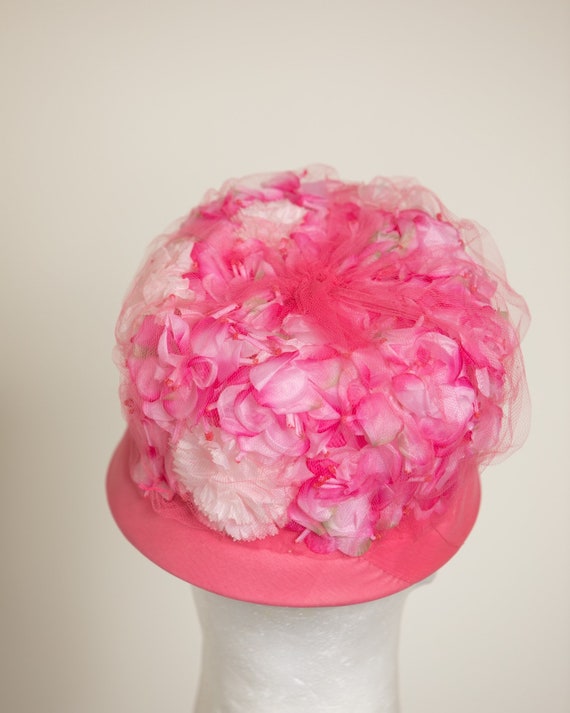 50s 60s women’s pink floral hat - image 2