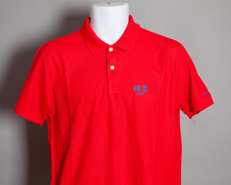 Vintage 80s 90s USA Olympics red Polo Shirt image 3