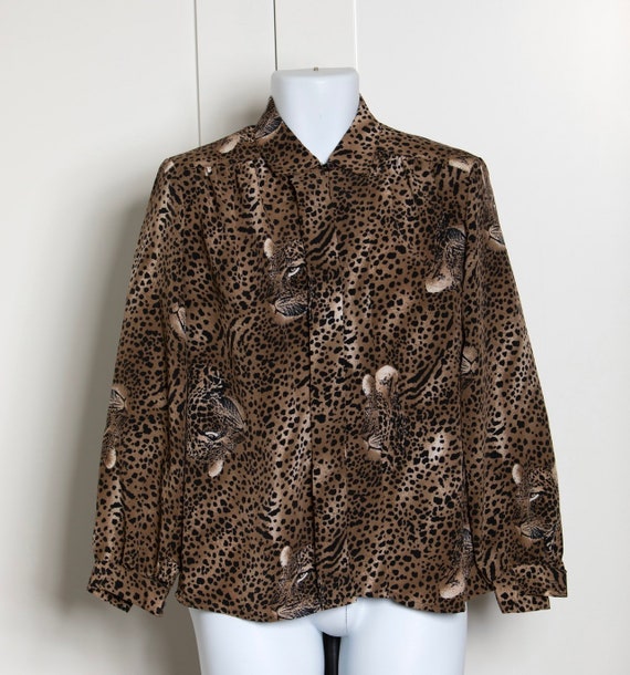 80s 90s Womens Leopard Top