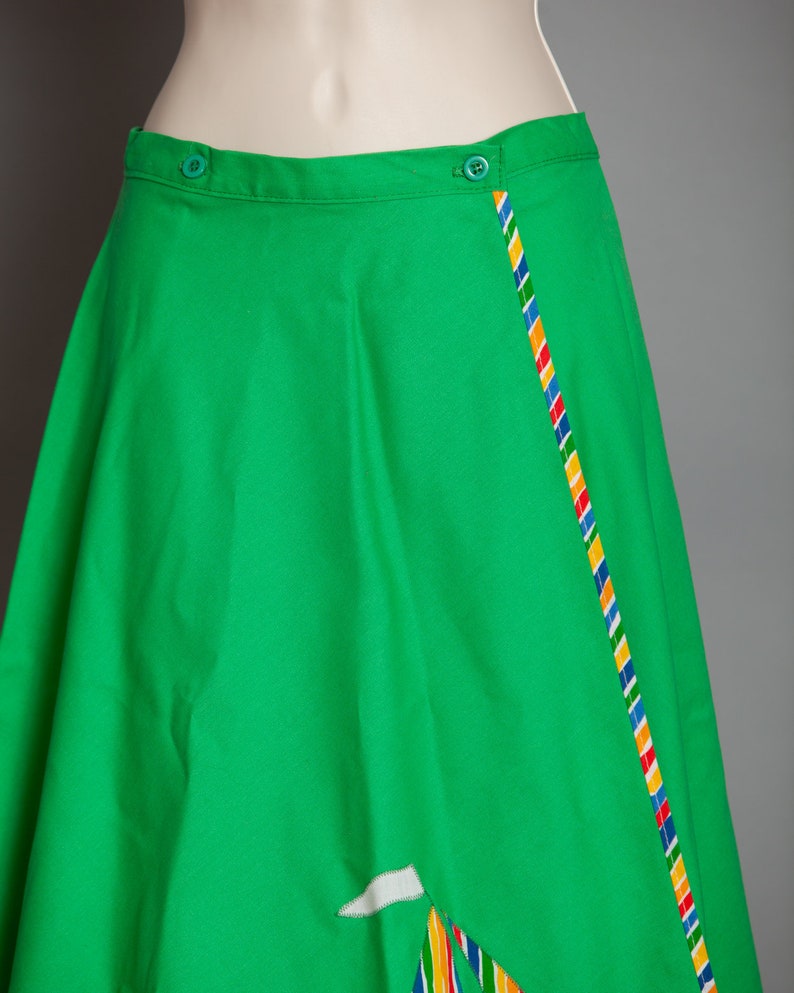 Women/'s 70s 80s Rainbow Sailboat Wrap Skirt