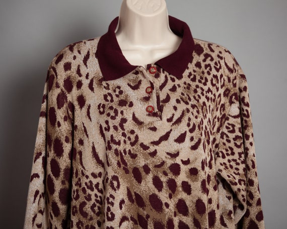 60s 70s Women's Leopard Animal Print Long Sleeve … - image 3