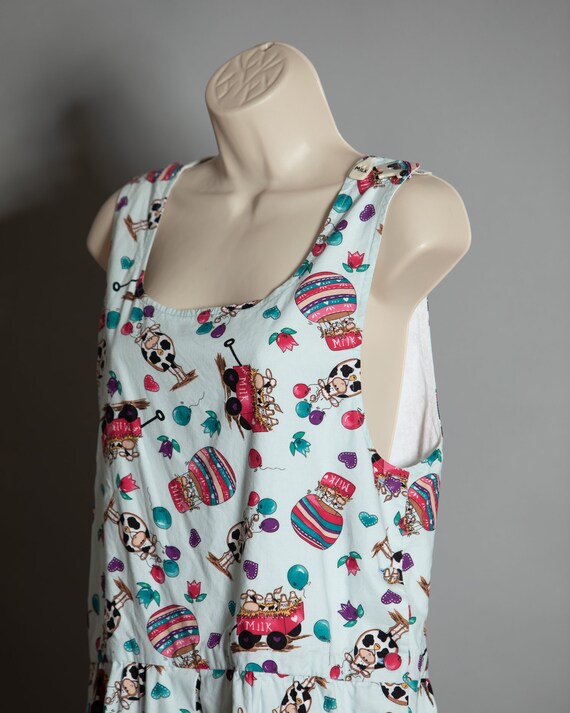 80s 90s Women's Cow Pattern Homemade Sleeveless S… - image 6