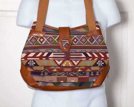 80s 90s Valerie Barad Women's Southwest Style Purse Bag 