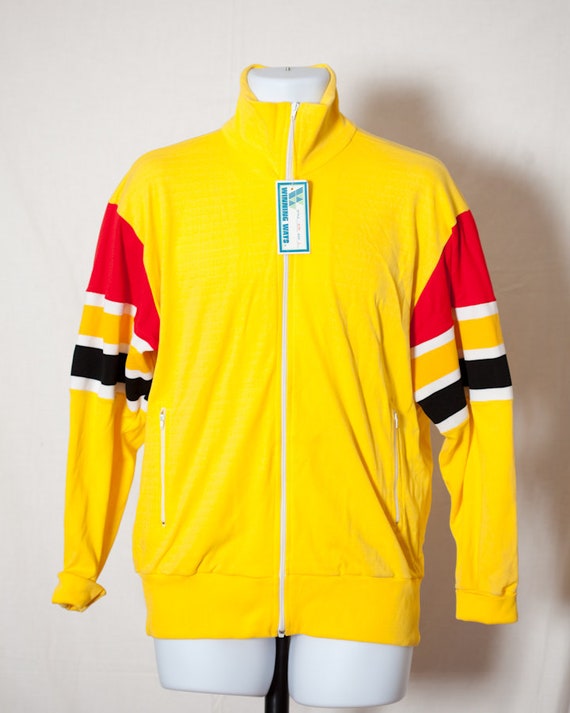 Vintage 70s 80s Bright Yellow Track Suit jacket an