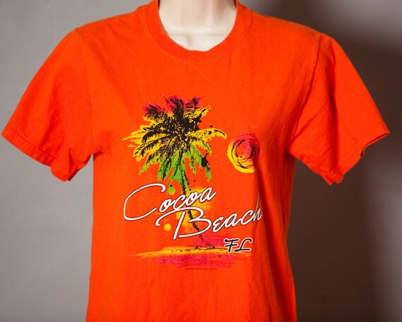 Vintage 80s 90s Cocoa Beach FL orange Tshirt - S - image 2