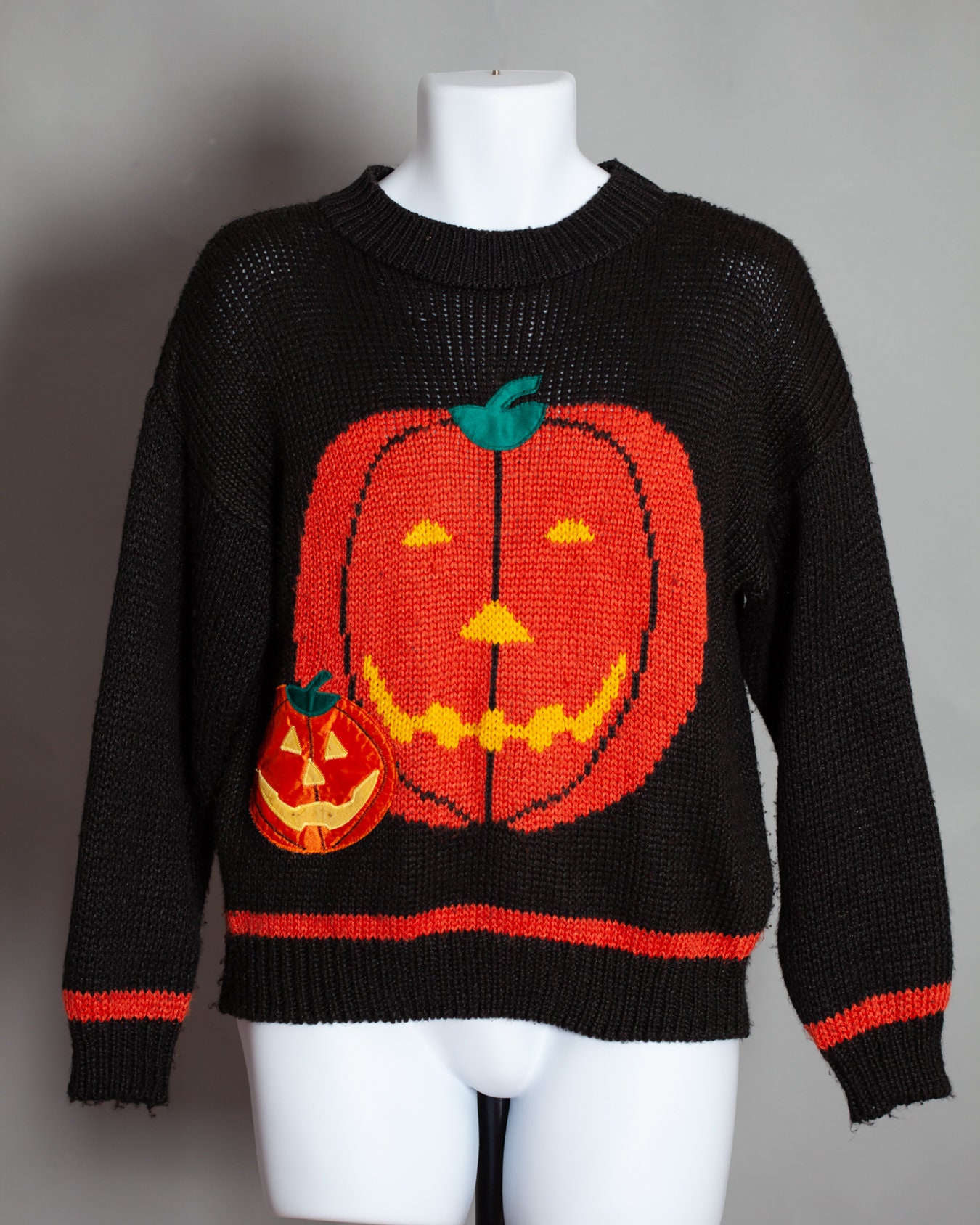 80s 90s Halloween Pumpkin Jackolantern Sweater COLOR CUES M Etsy