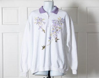 80s 90s Hummingbird Collared Sweatshirt