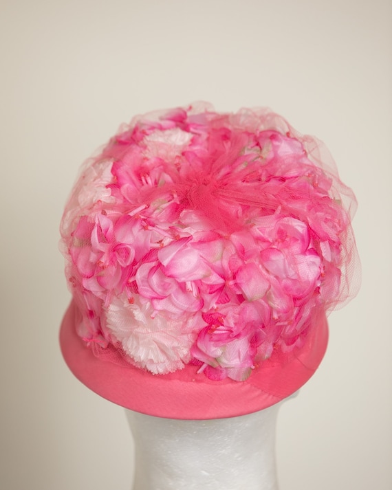 50s 60s women’s pink floral hat - image 6