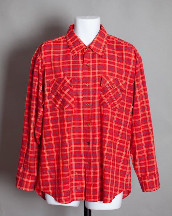 70s 80s Button Down Long Sleeve Men's Shirt - KIN… - image 2