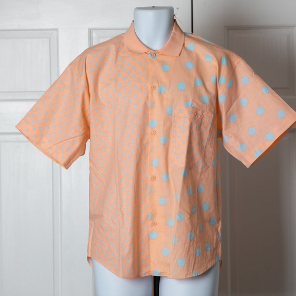 80s 90s Heren Knoop Shirt met korte mouwen