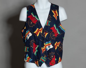 Vintage 90s 00s Sailing Flag Themed Vest