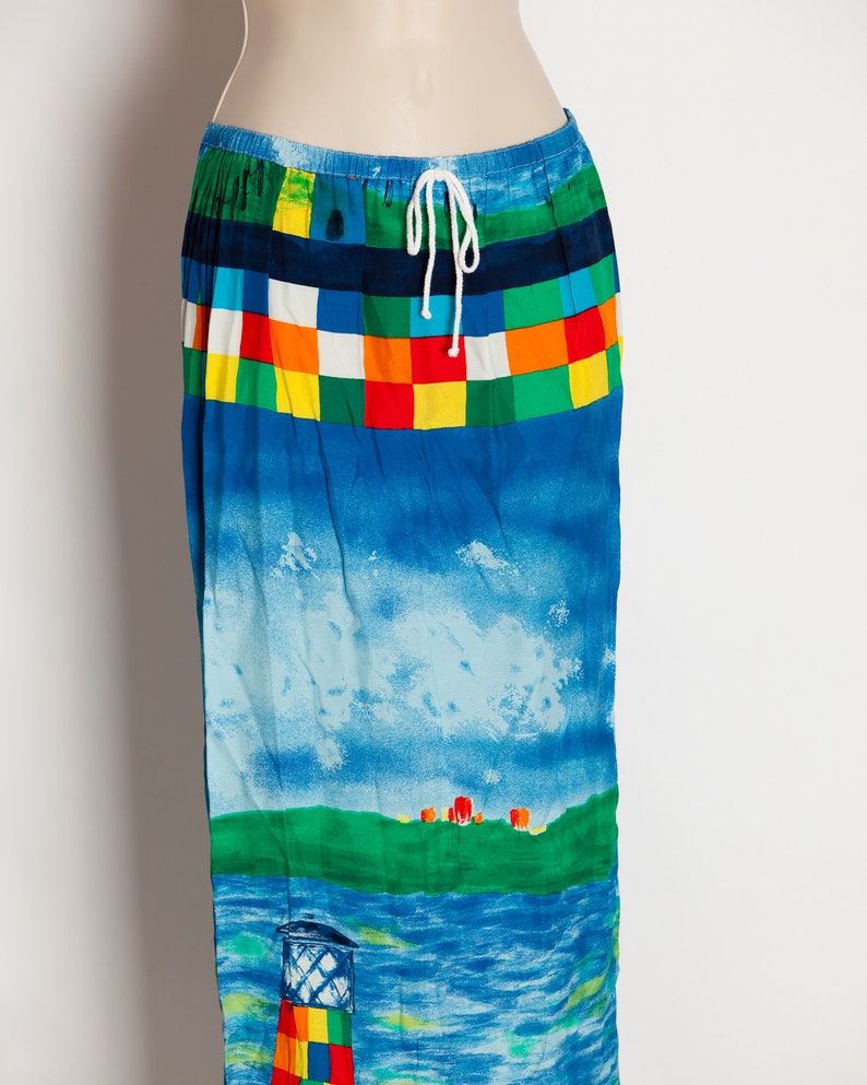 Vintage 80s 90s Ocean Lighthouse Themed Two Piece Blouse and Skirt BREEZE By Dorothy Shoelen M