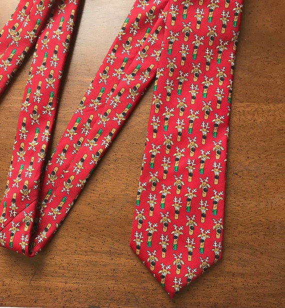 90s Mens Christmas Reindeer Necktie