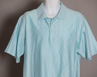 80s 90s Light Blue Men's Golf Polo Shirt - Alan Flusser