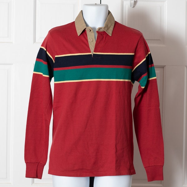 80s 90s Men's Long Sleeve Polo Shirt - size Medium