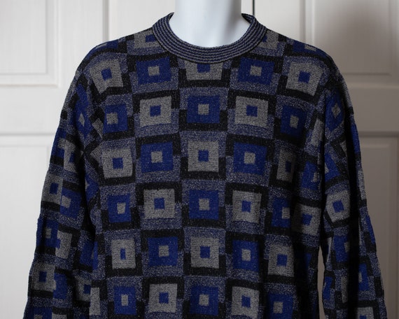 Vintage-new 80s 90s Men's Busy Pattern Sweater - S - image 3